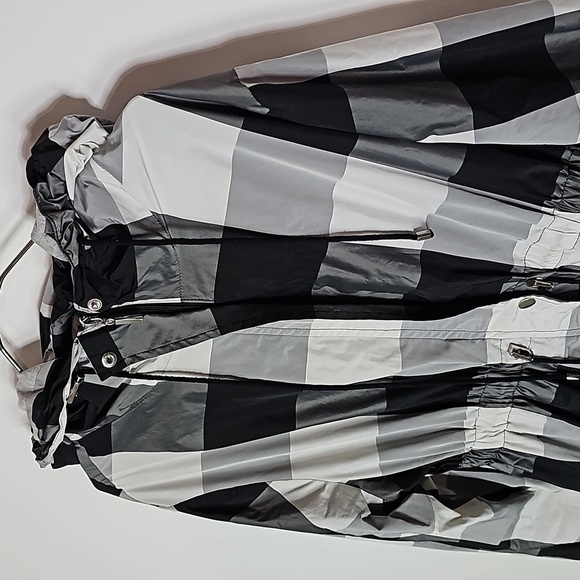 Happymum large black and white plaid zip up hooded maternity jacket - Picture 2 of 6